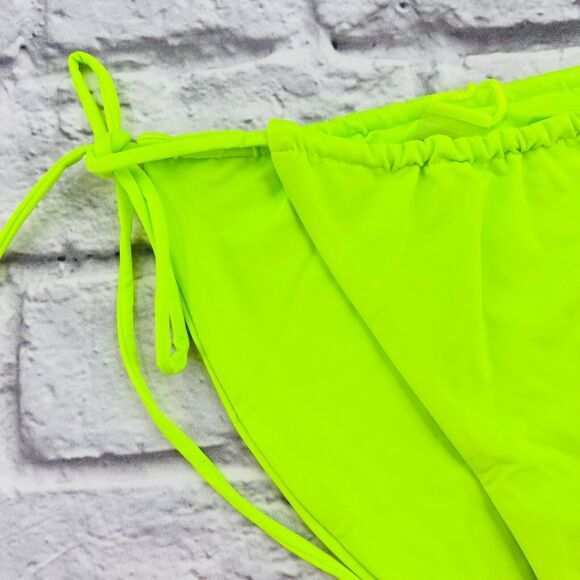 NEW Good American Tiny Ties Bikini Bottom 3- Large Electric‎ Lime Stretch Swim - Picture 2 of 6